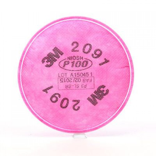 3M 2091 P100濾棉防粉塵霧滴燻煙氡氣粒(紅)-KR